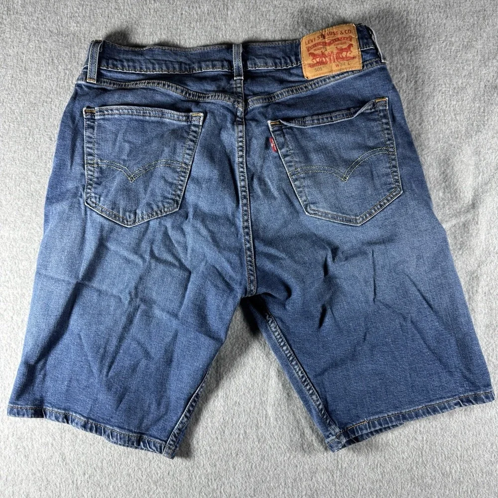 Levi's Denim Shorts Mens Size 34 Blue 505 Regular Fit Blue Wash Casual Cotton
